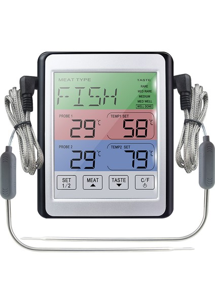 C Stili Dijital Fırın Termometresi Et Mutfak Barbekü Pişirme Gıda Sıcaklık Test Cihazı Zamanlayıcı Fonksiyonu Paslanmaz Çelik Prob ile (Yurt Dışından) fiyatları