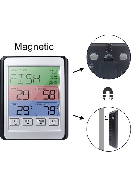 C Stili Dijital Fırın Termometresi Et Mutfak Barbekü Pişirme Gıda Sıcaklık Test Cihazı Zamanlayıcı Fonksiyonu Paslanmaz Çelik Prob ile (Yurt Dışından) modelleri