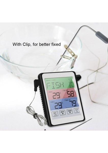 C Stili Dijital Fırın Termometresi Et Mutfak Barbekü Pişirme Gıda Sıcaklık Test Cihazı Zamanlayıcı Fonksiyonu Paslanmaz Çelik Prob ile (Yurt Dışından) indirimleri