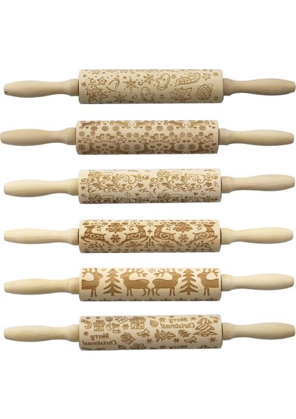 JM02025 Stili Noel Elk Baskı Oklava Ahşap Kabartmalı Ağaç Kalp Haddeleme Owflake Noel Çan Kurabiye Çubuğu Doku Rulo (Yurt Dışından) fiyatları