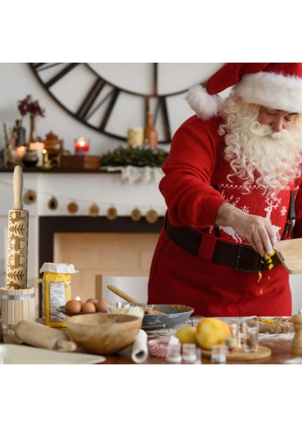 JM02025 Stili Noel Elk Baskı Oklava Ahşap Kabartmalı Ağaç Kalp Haddeleme Owflake Noel Çan Kurabiye Çubuğu Doku Rulo (Yurt Dışından) fırsatları