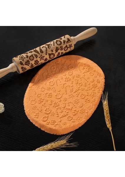 J Tarzı 35CM Noel Kabartma Oklava Çeşitli Desenler Pişirme Kurabiye Bisküvi Kek Hamur Oyma Ahşap Rulo Ren Geyiği Kar Tanesi (Yurt Dışından) fırsatları