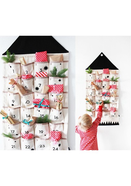 Asılı Saklama Torbaları, Advent Takvimi, Kumaş Advent Takvimi (Yurt Dışından)