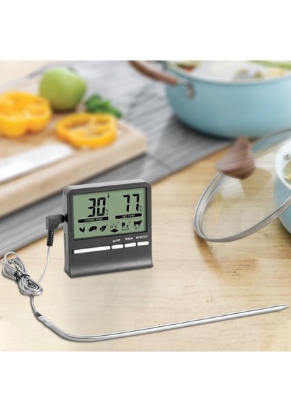 Ben Stil Elektronik Dijital LCD Gıda Termometresi Probu Barbekü Et Su Yağı Pişirme Sıcaklık Alarmı Pişirme Zamanlayıcısı Mutfak Pişirme Test Cihazı (Yurt Dışından) fiyatları