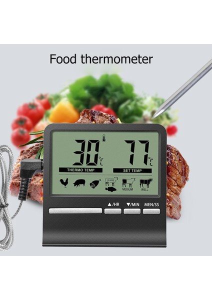 Ben Stil Elektronik Dijital LCD Gıda Termometresi Probu Barbekü Et Su Yağı Pişirme Sıcaklık Alarmı Pişirme Zamanlayıcısı Mutfak Pişirme Test Cihazı (Yurt Dışından) fırsatları