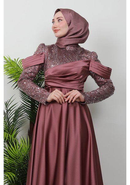 Kolu Drapeli Pullu Abiye Gül Kurusu indirimleri