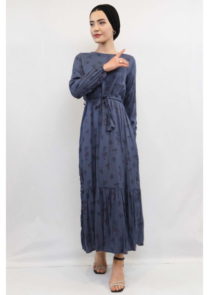 Çiçek Desenli Elbise Indigo fiyatları