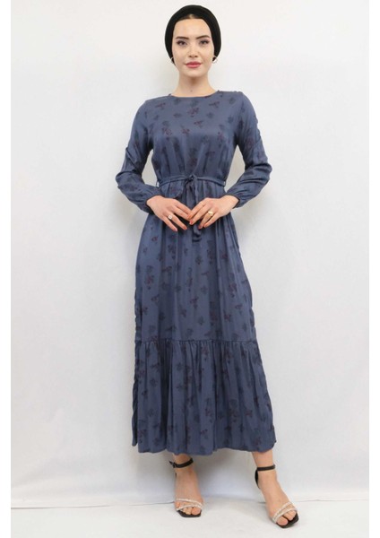 Çiçek Desenli Elbise Indigo modelleri