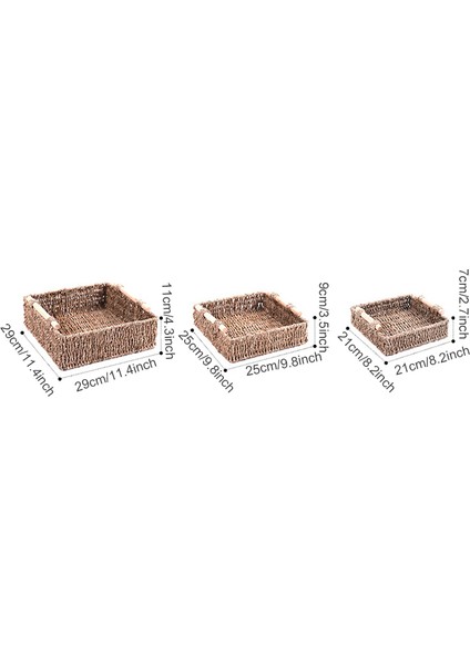 Seagrass Saklama Sepetleri 3'lü Set, Ev Için Ahşap Saplı (Yurt Dışından) fiyatları