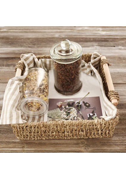Seagrass Saklama Sepetleri 3'lü Set, Ev Için Ahşap Saplı (Yurt Dışından) modelleri