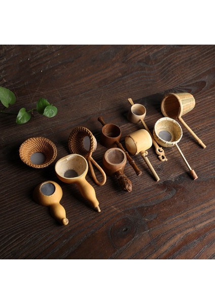 A6 Stili Japon Çay Zerafeti Çay Süzgeci Bambu Hasır Kabak Şekilli Çay Yaprakları Huni Çay Süzgeci Bambu Hasır Çay Takımı (Yurt Dışından)