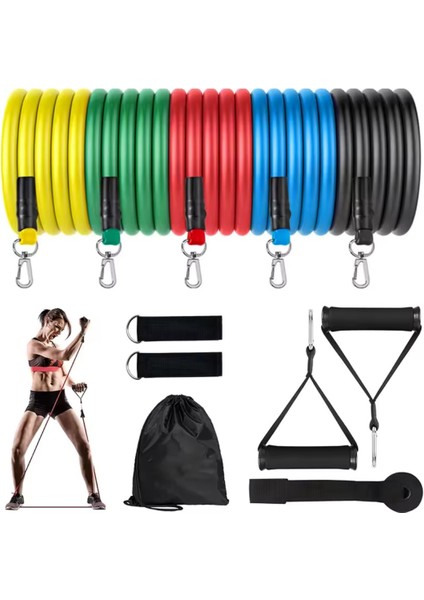 11 Parça Direnç Lastiği Seti Pilates Kondisyon Yoga Kardiyo Aerobik Fitness Egzersiz Direnç Lastik modelleri