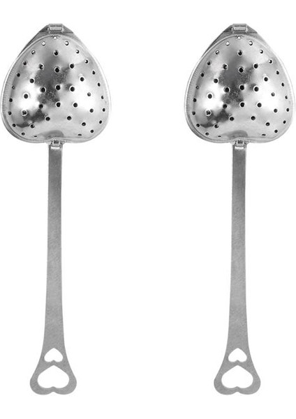 2 Adet Kalp 14.5X4CM Tarzı Kaliteli Çay Süzgeci ve Kaşık Seti Uzun Sap Paslanmaz Çelik Ağ Heart Şekilli Çay Demlik Otu Baharat Kaşığı Şık Çay Seti (Yurt Dışından)