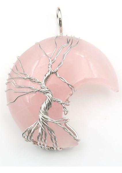 Gül Kuvars Tarzı ile Ametist Kristal Çay SÜZGECI,304 Paslanmaz Çelik Mesh Çay Topu Filtre ile Hayat Ağacı Çay Süzgeci,ay Hilal Kolye (Yurt Dışından)