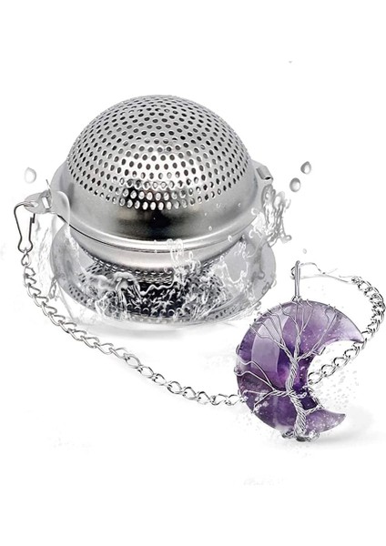 Gül Kuvars Tarzı ile Ametist Kristal Çay SÜZGECI,304 Paslanmaz Çelik Mesh Çay Topu Filtre ile Hayat Ağacı Çay Süzgeci,ay Hilal Kolye (Yurt Dışından) modelleri