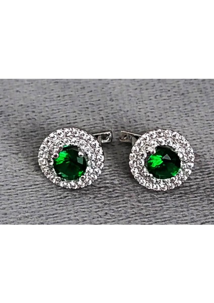 Lilahgümüştr Gümüş Yeşil Taşlı Yuvarlak Kadın Küpe fiyatları