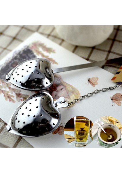 Bir Stil Kalp Şekilli Paslanmaz Çelik Çay Yaprağı Filtresi Bitki Içecek Süzgeci Kaşık Çay Poşeti Kupa Çaydanlık Baharat Kapçığı Çorba Aracı (Yurt Dışından) fiyatları