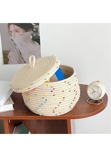 Kapaklı Küçük Halat Sepet, Kapaklı Küçük Yuvarlak Dokuma Saklama Sepeti (Yurt Dışından) fiyatları