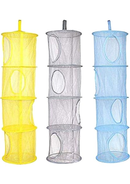 4 Bölmeli File Askılı Saklama Torbaları 3'lü Set, Mavi, Gri, Sarı (Yurt Dışından)