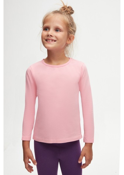 Pembe Basic Mevsimlik Likralı Uzun Kollu Kız Çocuk Tişört fiyatları