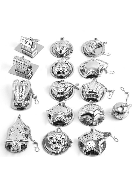 No.9 Tarzı Yaratıcı Yıldız Ay Ağaç Şekilleri Çay Süzgeci Paslanmaz Çelik Yeniden Kullanılabilir Metal Çay Poşeti Filtresi Çay Süzgeci (Yurt Dışından) indirimleri