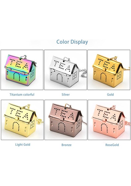 Titanyumrenkli Stil Paslanmaz Çelik Ev Şekilli Çay Süzgeç Topu Baharat Çiçek Filtre Çay Yaprağı Bitki Süzgeç Mutfak Çaydanlık Aracı Ev Aletleri Cihazı (Yurt Dışından) indirimleri