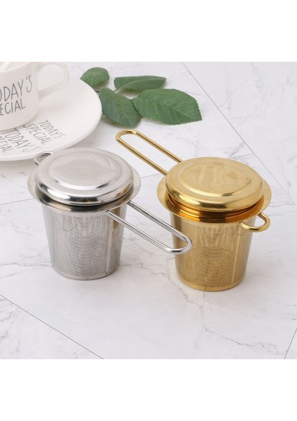 Altın Tarzı Paslanmaz Çelik Süzgeçli Yeniden Kullanılabilir File Çay Demlik Baharat Filtresi Kapaklı Mutfak Aksesuarları (Yurt Dışından) modelleri