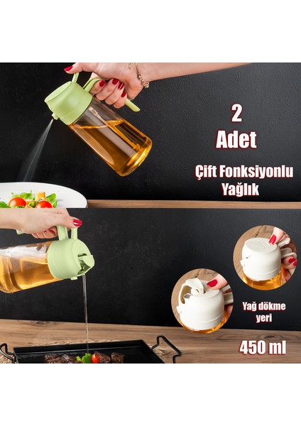 Çok Amaçlı Cam Sprey Şişe -Yağdanlık Limon Sirke Sos Püskürtücü, Sızdırmaz Yağdanlık Yeşil