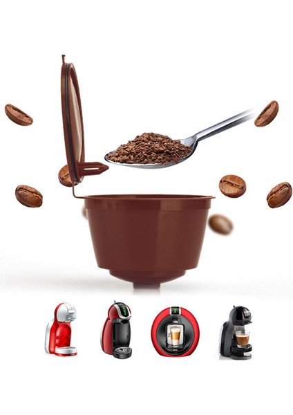 Kahverengi Tarzı Nescafe Dolum Kapsülü Kahve Filtresi Yeniden Kullanılabilir Kahve Kupası Filtresi Pod Süzgeci - Hafif Lezzetli Tatlı Için (Yurt Dışından)