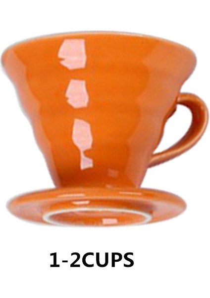 Turuncu 1-2 Bardak Stili Seramik Kahve Süzgeci Motor Stil Kahve Damlatıcı Filtre Bardak Kalıcı Pour Over Kahve Makinesi ile Ayrı Stand Için (Yurt Dışından)