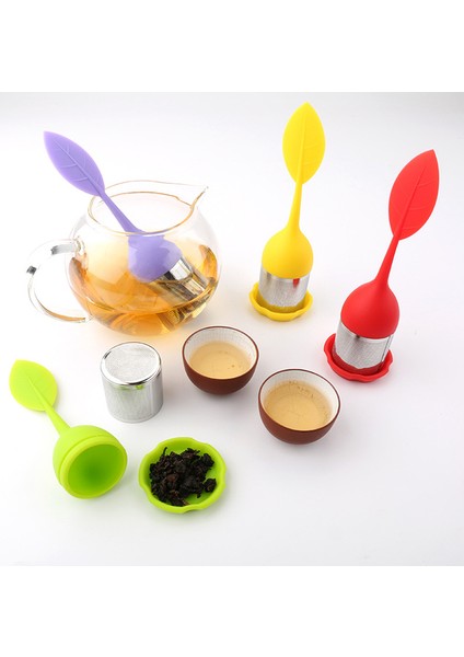 Sarı Stil 4 Adet Yeni Çay Süzgeçleri Silikon Infüzyon Gevşek Çay Yaprak Süzgeç Bitki Baharat Filtre Difüzör Çay Aracı (Yurt Dışından) fırsatları
