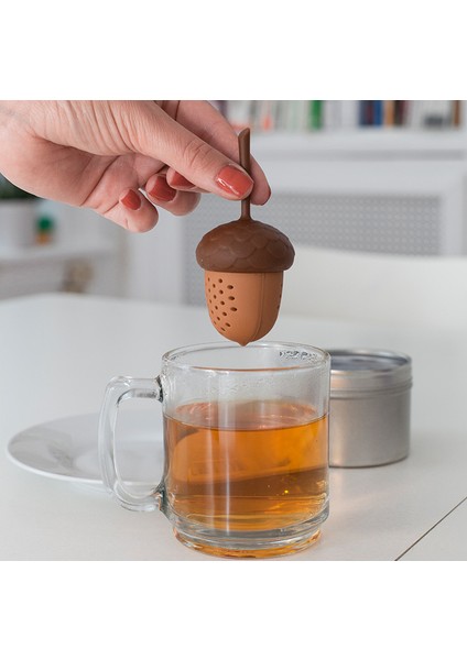Sevimli Meşe Fındığı Mini Çay Süzgeci Çay Yaprağı Çay Süzgeci Demleme Cihazı Bitkisel Baharat Filtresi Mutfak Araçları Infüzyon (Yurt Dışından)