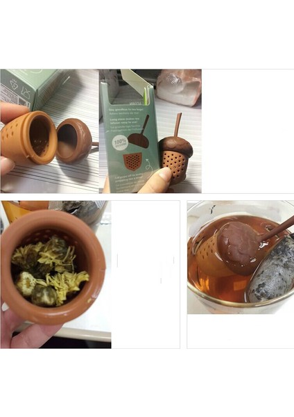 Sevimli Meşe Fındığı Mini Çay Süzgeci Çay Yaprağı Çay Süzgeci Demleme Cihazı Bitkisel Baharat Filtresi Mutfak Araçları Infüzyon (Yurt Dışından)