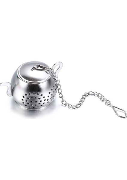 Gümüş Tarzı Çaydanlık Şekilli Çelik Gevşek Çay Süzgeci Zincirli Bitki Baharat Filtresi Difüzör Mutfak Aleti Çaydanlık Takımı (Yurt Dışından)