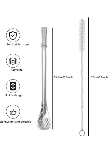 Gül Altın Tarzı Paslanmaz Çelik Pipet Kaşık ile Filtre, Yerba Mate Bombilla, Uzun Saplı Çay Süzgeci ve Temizleme Fırçası ile Içme Los Yaprak Çayı (Yurt Dışından) indirimleri
