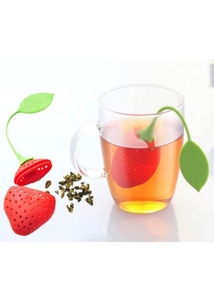Çilek Kırmızısı Stili 1 Adet Çilek Çay Demliği Paslanmaz Çelik Çay Topu Yaprak Çay Süzgeci Demleme Aparatı Bitki Baharat Filtre Mutfak Araçları (Yurt Dışından)