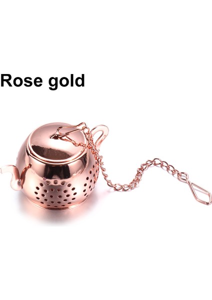 Gül Altın Tarzı Metal Çay Süzgeci Çaydanlık Şekilli Gevşek Çay Demliği Paslanmaz Çelik Yaprak Çay Filtresi Zincir Damlalık Baharat Süzgeci (Yurt Dışından)