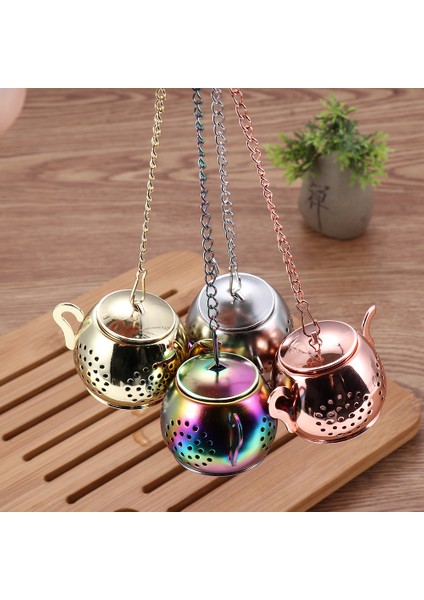 Gül Altın Tarzı Metal Çay Süzgeci Çaydanlık Şekilli Gevşek Çay Demliği Paslanmaz Çelik Yaprak Çay Filtresi Zincir Damlalık Baharat Süzgeci (Yurt Dışından) fiyatları
