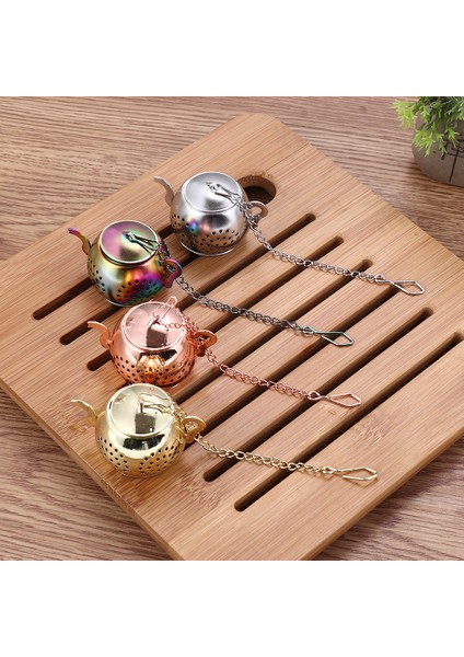 Gül Altın Tarzı Metal Çay Süzgeci Çaydanlık Şekilli Gevşek Çay Demliği Paslanmaz Çelik Yaprak Çay Filtresi Zincir Damlalık Baharat Süzgeci (Yurt Dışından) modelleri