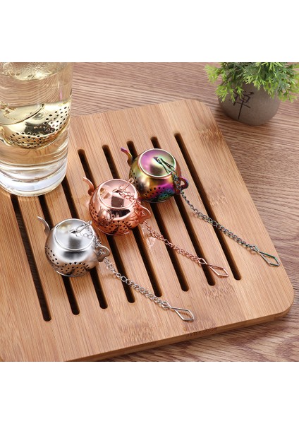 Gül Altın Tarzı Metal Çay Süzgeci Çaydanlık Şekilli Gevşek Çay Demliği Paslanmaz Çelik Yaprak Çay Filtresi Zincir Damlalık Baharat Süzgeci (Yurt Dışından) fırsatları