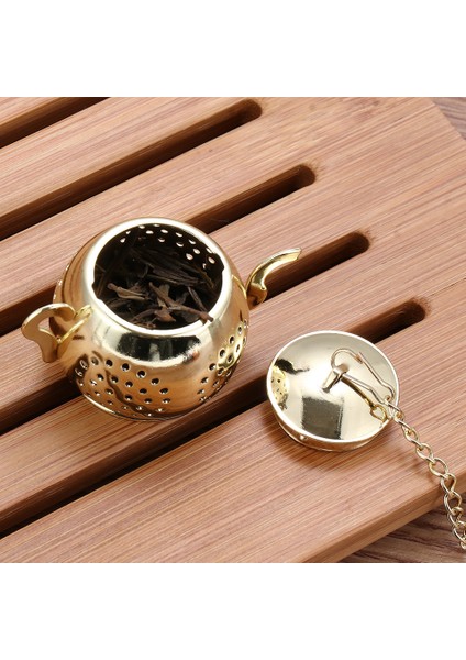 Gül Altın Tarzı Metal Çay Süzgeci Çaydanlık Şekilli Gevşek Çay Demliği Paslanmaz Çelik Yaprak Çay Filtresi Zincir Damlalık Baharat Süzgeci (Yurt Dışından) indirimleri