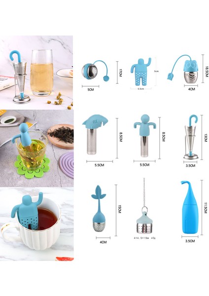 Stil Bırak Tek Boyut Taşınabilir Çay Süzgeci 9 Stil Mavi Yaratıcı Güvenli ve Sağlıklı Mutfak Aksesuarları Şemsiye Paslanmaz Çelik Çay Filtresi Çay Sızıntısı (Yurt Dışından) fiyatları