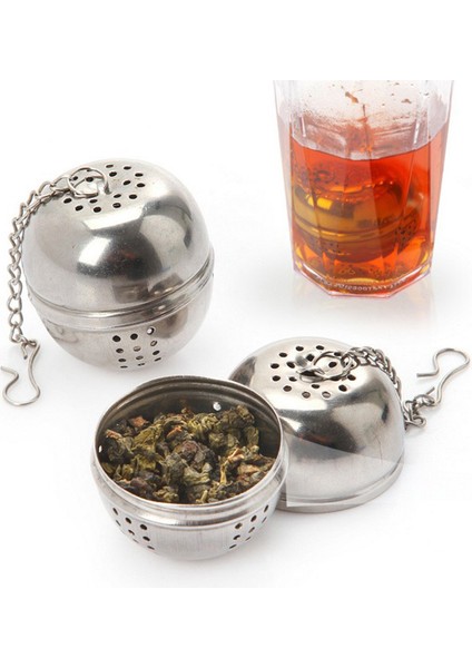 Gümüş Tarzı 4.5X4CM Paslanmaz Çelik Çay Demlik Ağ Filtre Süzgeç Gevşek Çay Yaprağı Baharat Inci Top Konteyner Halat Zincir Ev Mutfak Araçları (Yurt Dışından)