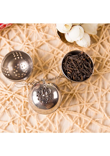 Gümüş Tarzı 4.5X4CM Paslanmaz Çelik Çay Demlik Ağ Filtre Süzgeç Gevşek Çay Yaprağı Baharat Inci Top Konteyner Halat Zincir Ev Mutfak Araçları (Yurt Dışından)