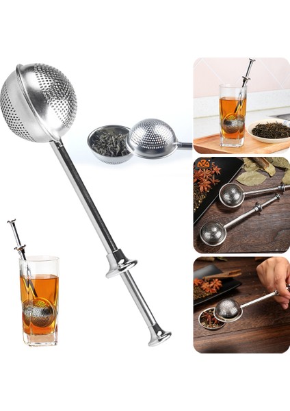 Gümüş Tarzı Uzun Saplı Paslanmaz Çelik Çay Demliği Süzgeç Bitki Baharat Gevşek Yaprak Filtre Çay Demleme Aksesuarı (Yurt Dışından) fırsatları