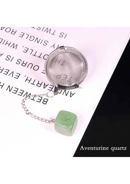 Aventurin Kuvars Tarzı 1 Adet Doğal Kristal Taş Iyileştirici Taş Kuvars Mineral Süs Paslanmaz Çelik Çay Demleyici Çay Filtresi Baharat Topu (Yurt Dışından)