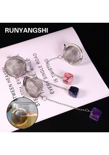 Aventurin Kuvars Tarzı 1 Adet Doğal Kristal Taş Iyileştirici Taş Kuvars Mineral Süs Paslanmaz Çelik Çay Demleyici Çay Filtresi Baharat Topu (Yurt Dışından) fiyatları