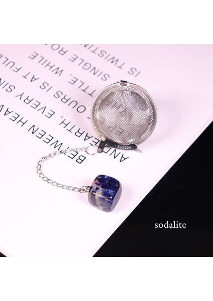 Sodalit Tarzı 1 Adet Doğal Kristal Taş Iyileştirici Taş Kuvars Mineral Süs Paslanmaz Çelik Çay Demleyici Çay Filtresi Baharat Topu (Yurt Dışından)
