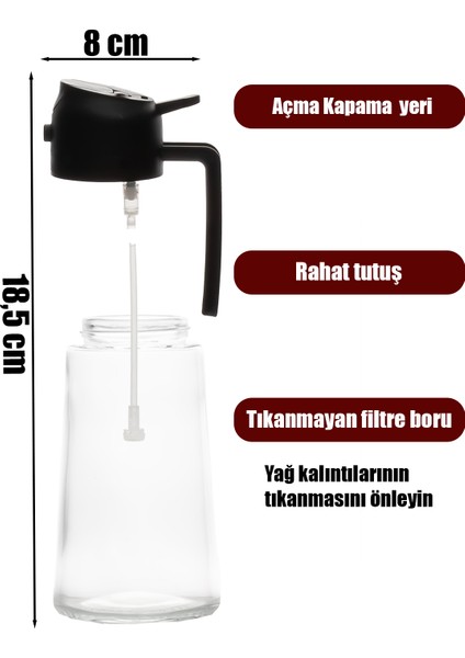 Çok Amaçlı Cam Sprey Şişe -Yağdanlık Limon Sirke Sos Püskürtücü, Sızdırmaz Yağdanlık Siyah