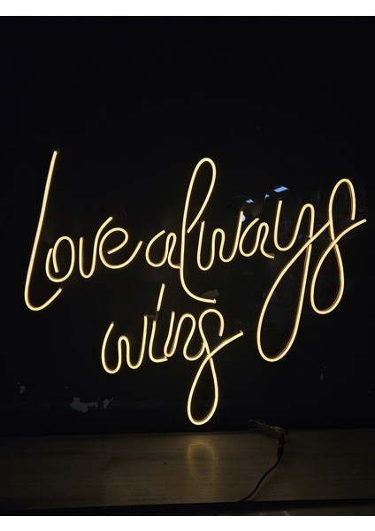 Cizgineon Love Always Wins Işıklı Neon LED Duvar Dekarasyon